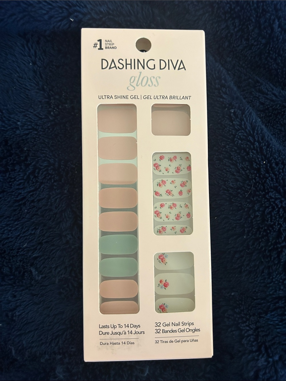 Gloss Gel Nail Strips - Pastel Pink & Grey Floral. Very Victorian.